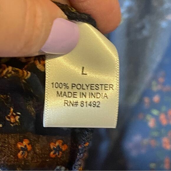 Trantrums Sheer Navy Blue and Floral Fabric Duster Women's Size Large - Picture 6 of 6